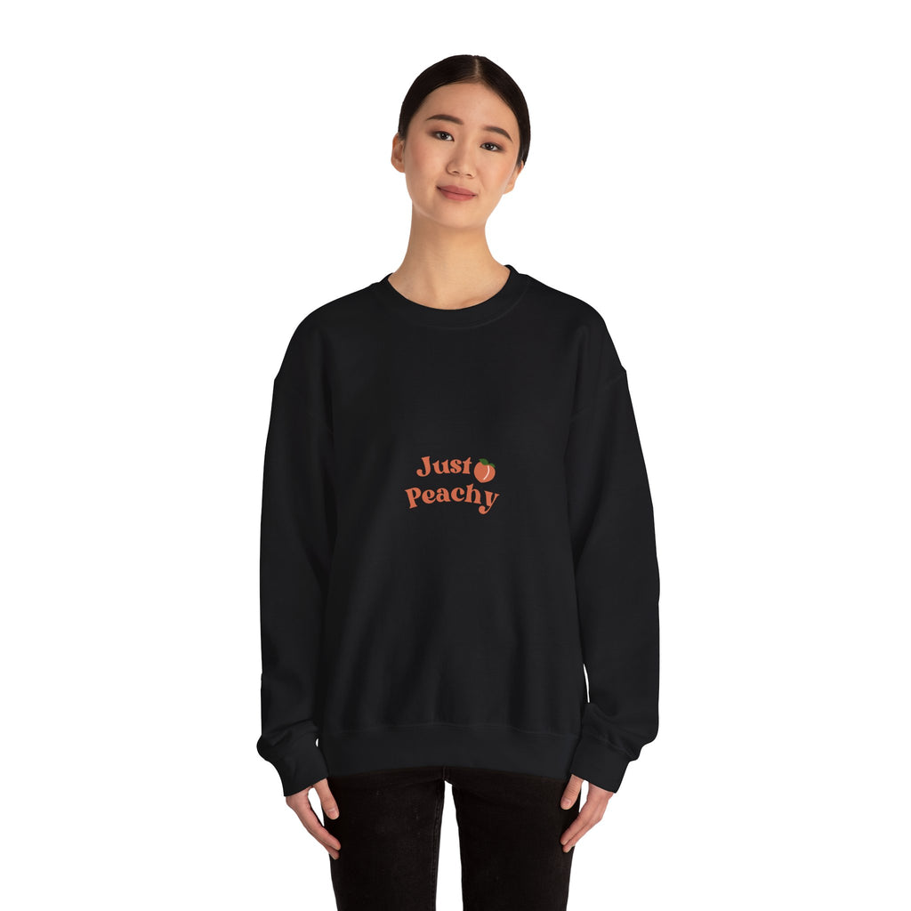 Just Peachy Crewneck Sweatshirt — Cute Peach Graphic Pullover