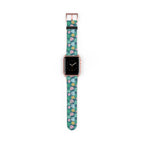 watch band with floral monstera print front rose