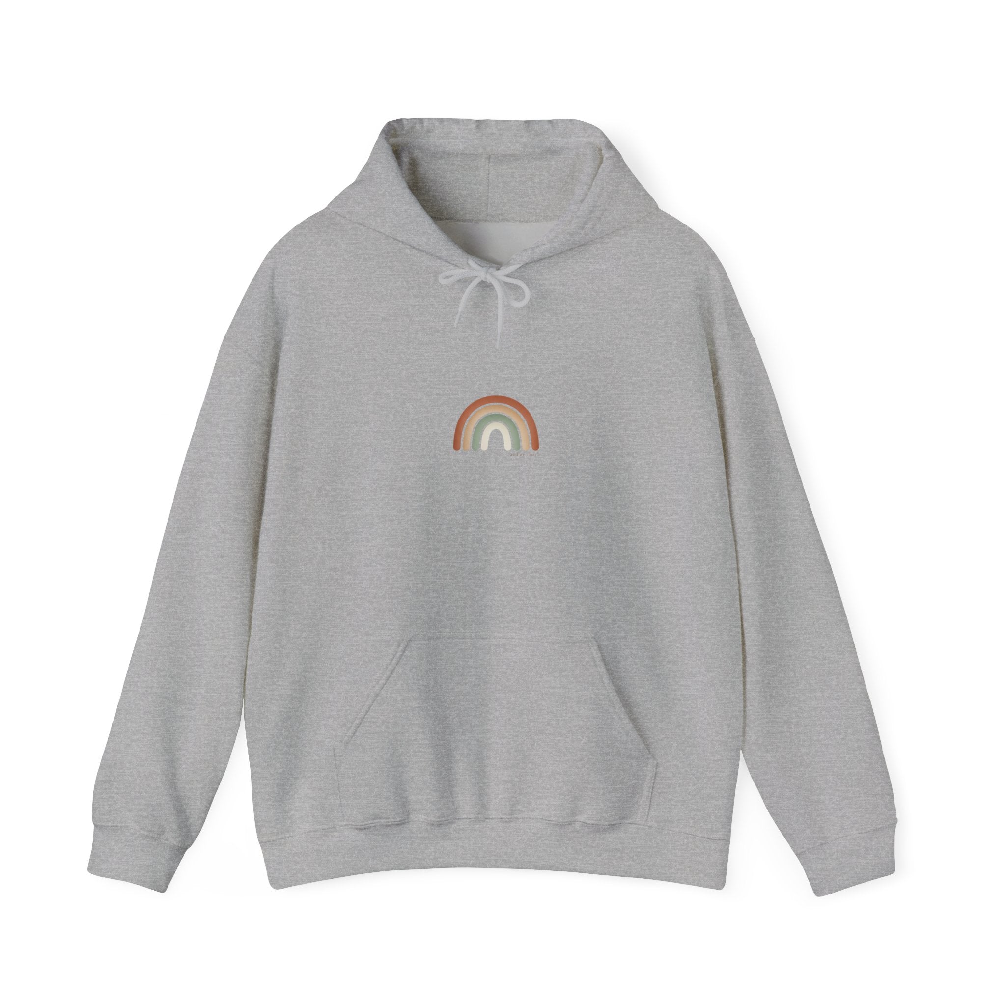Neutral muted rainbow hoodie | boho rainbow arc, desert arc design
