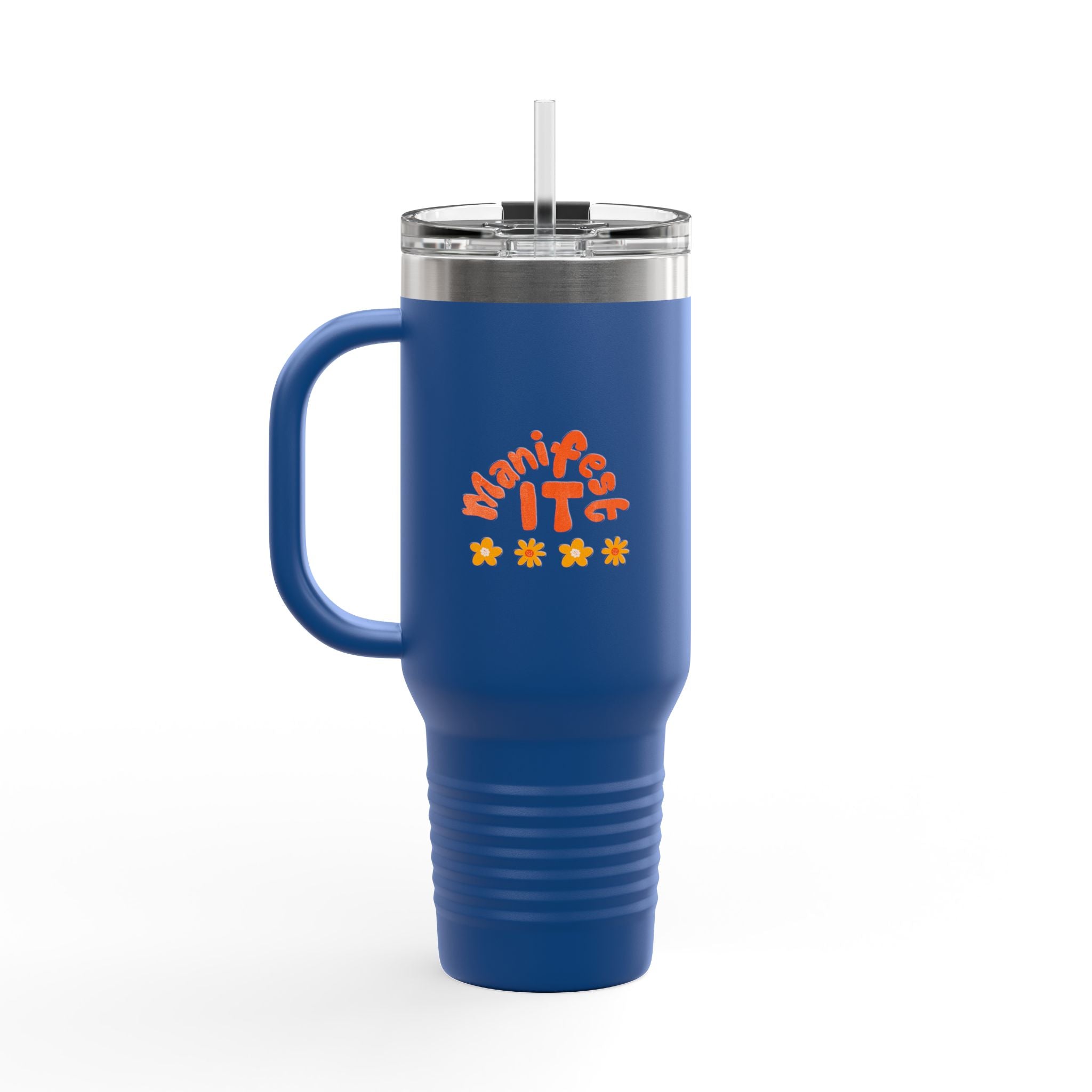 Insulated Travel Mug — "Manifest It" 40oz Tumbler with Lid & Straw
