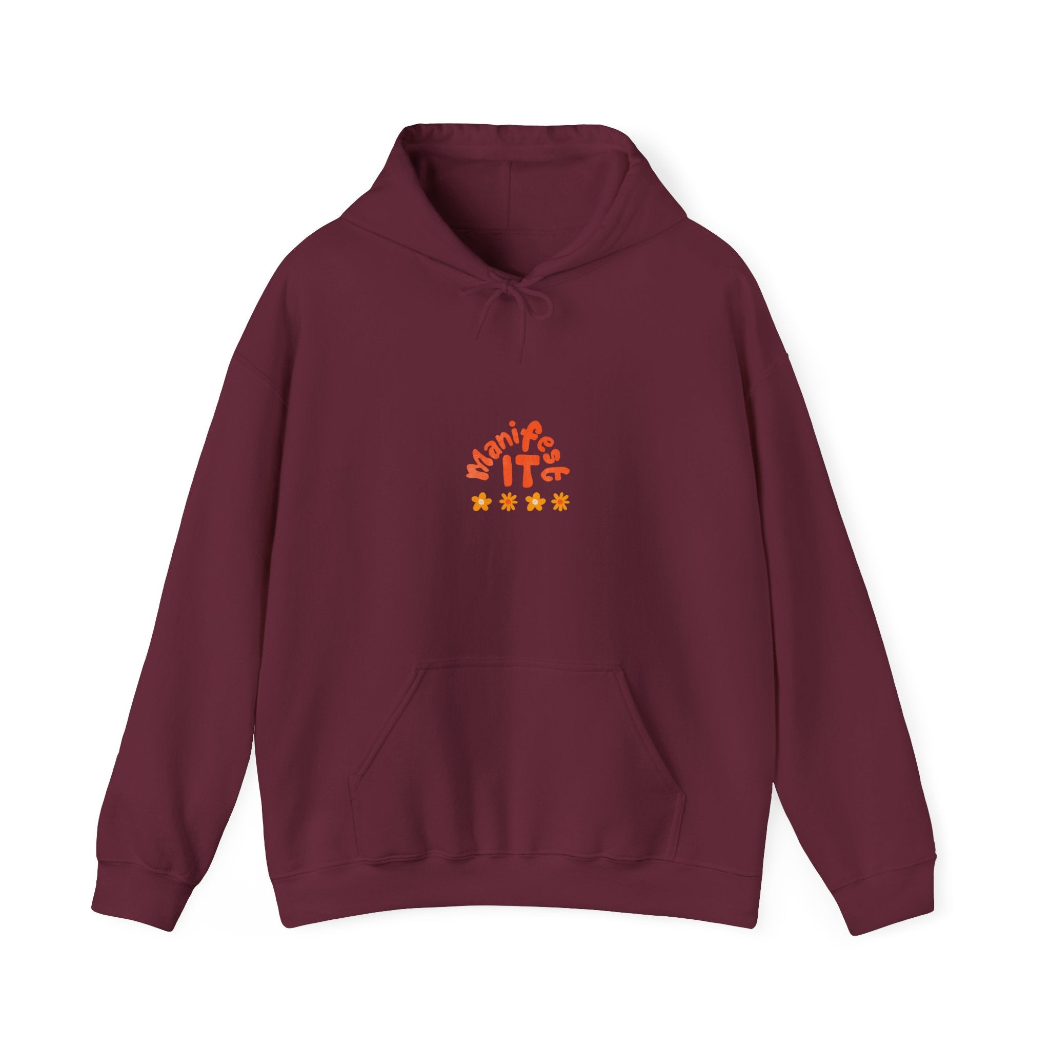 Hoodie — "Manifest It" Small Retro Stars Graphic Pullover