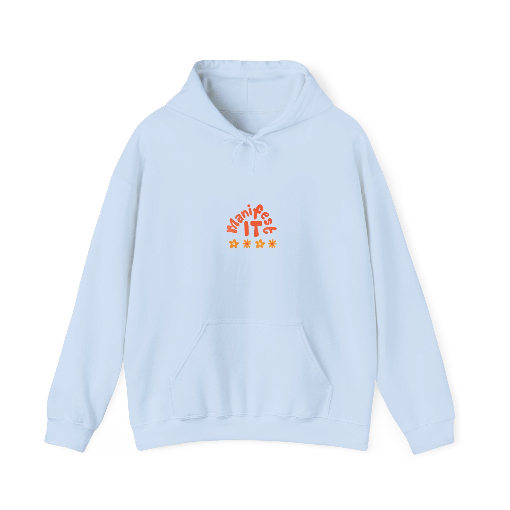 Hoodie — "Manifest It" Small Retro Stars Graphic Pullover