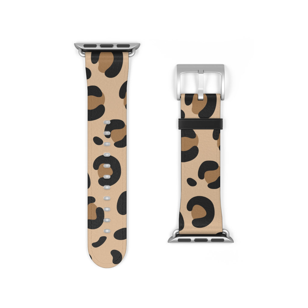 Leopard Print Silicone Watch Band — Beige Animal Pattern Apple/Smartwatch Strap