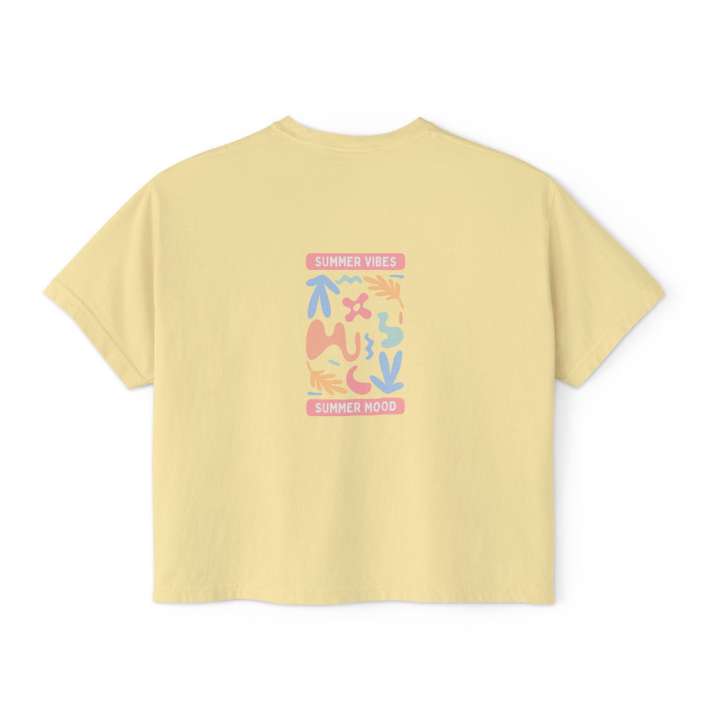 Summer Vibes Boxy Tee – Pastel Abstract Back Graphic