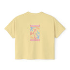 Summer Vibes Boxy Tee – Pastel Abstract Back Graphic