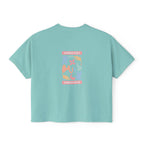 Summer Vibes Boxy Tee – Pastel Abstract Back Graphic