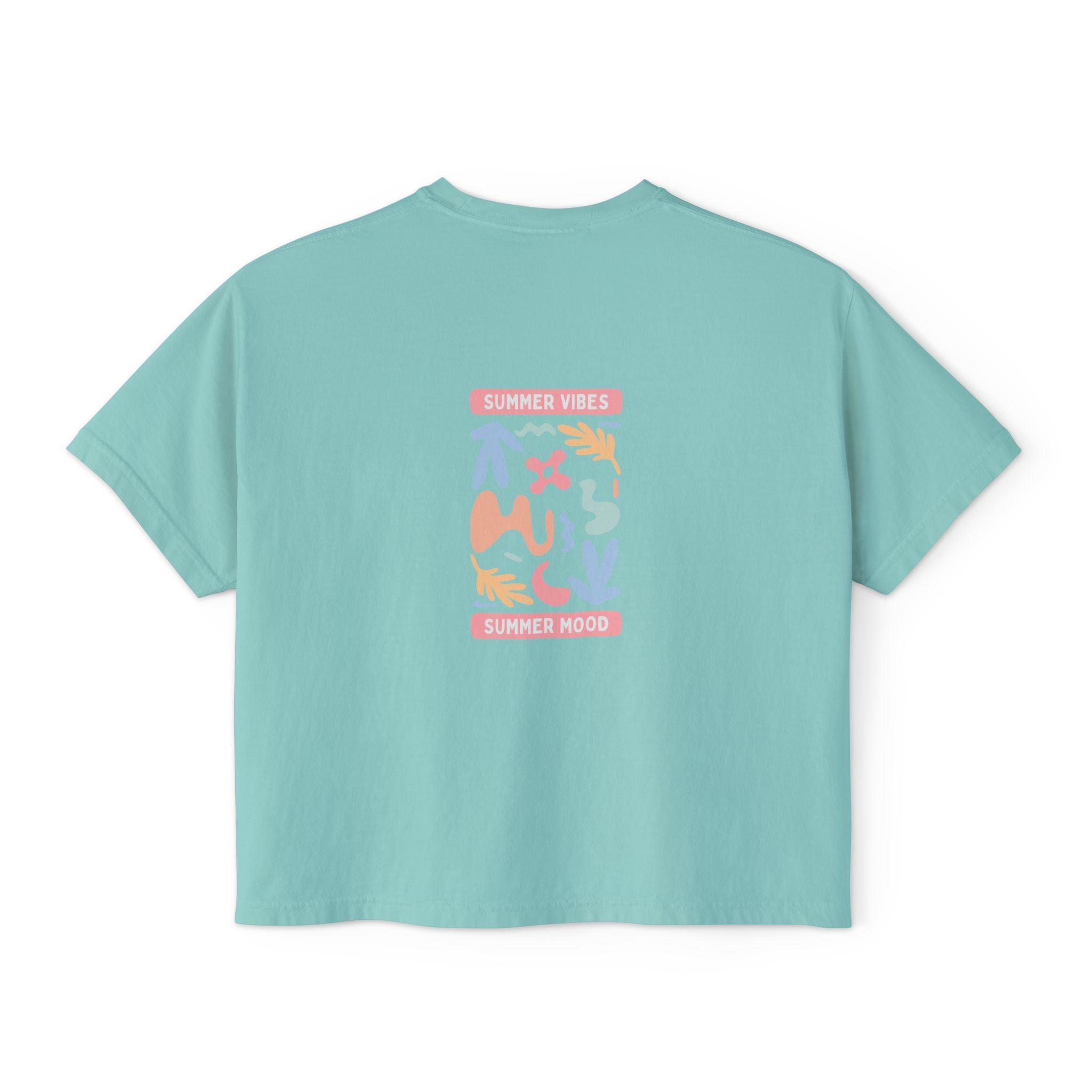 Summer Vibes Boxy Tee – Pastel Abstract Back Graphic