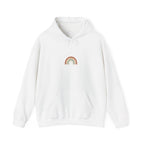 Neutral muted rainbow hoodie | boho rainbow arc, desert arc design