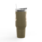 40oz Insulated Travel Mug Tumbler— Cute Kawaii Kitten Holding Heart
