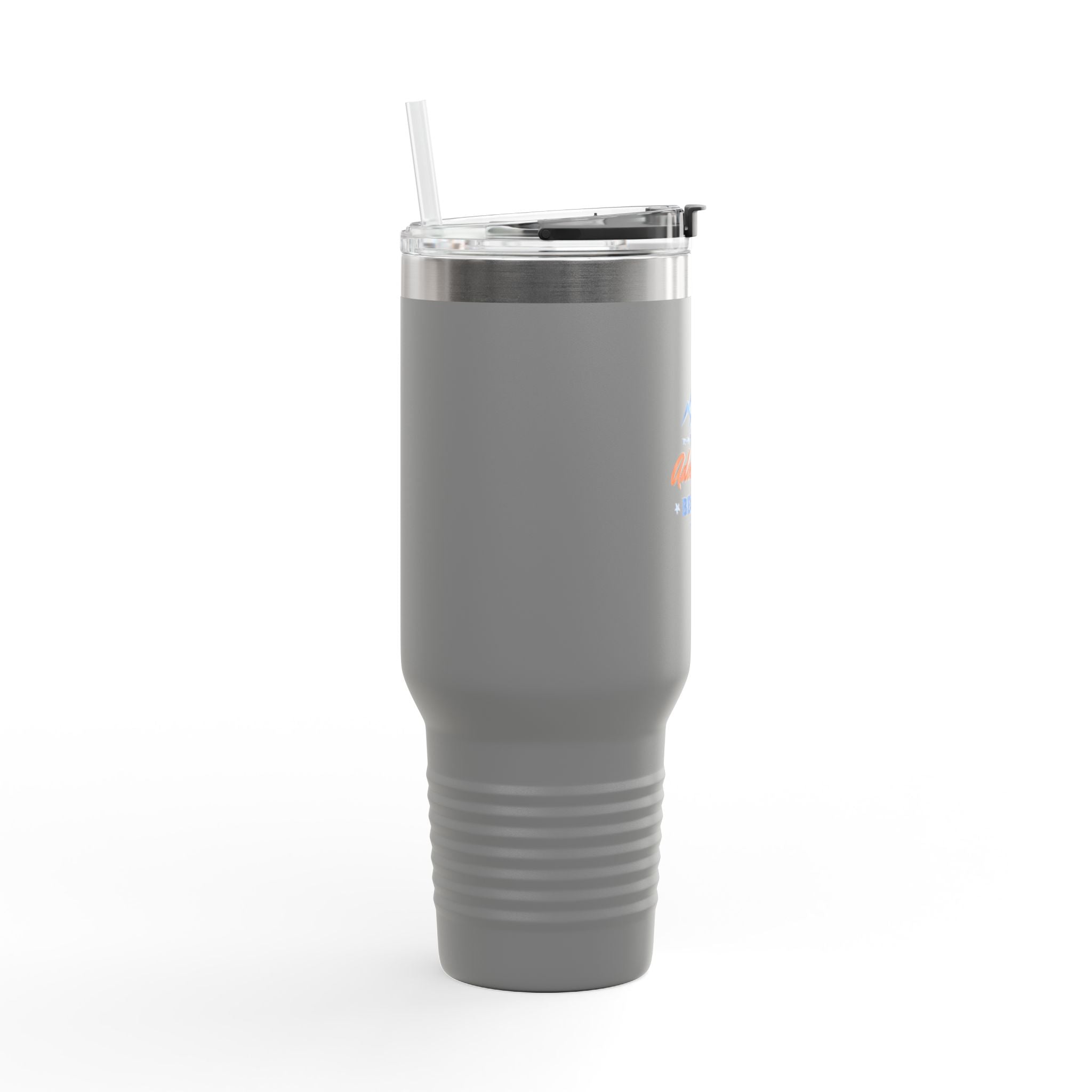 40oz Insulated Travel Mug — “The Adventure Begins” Mountain Stainless Tumbler