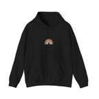 Neutral muted rainbow hoodie | boho rainbow arc, desert arc design