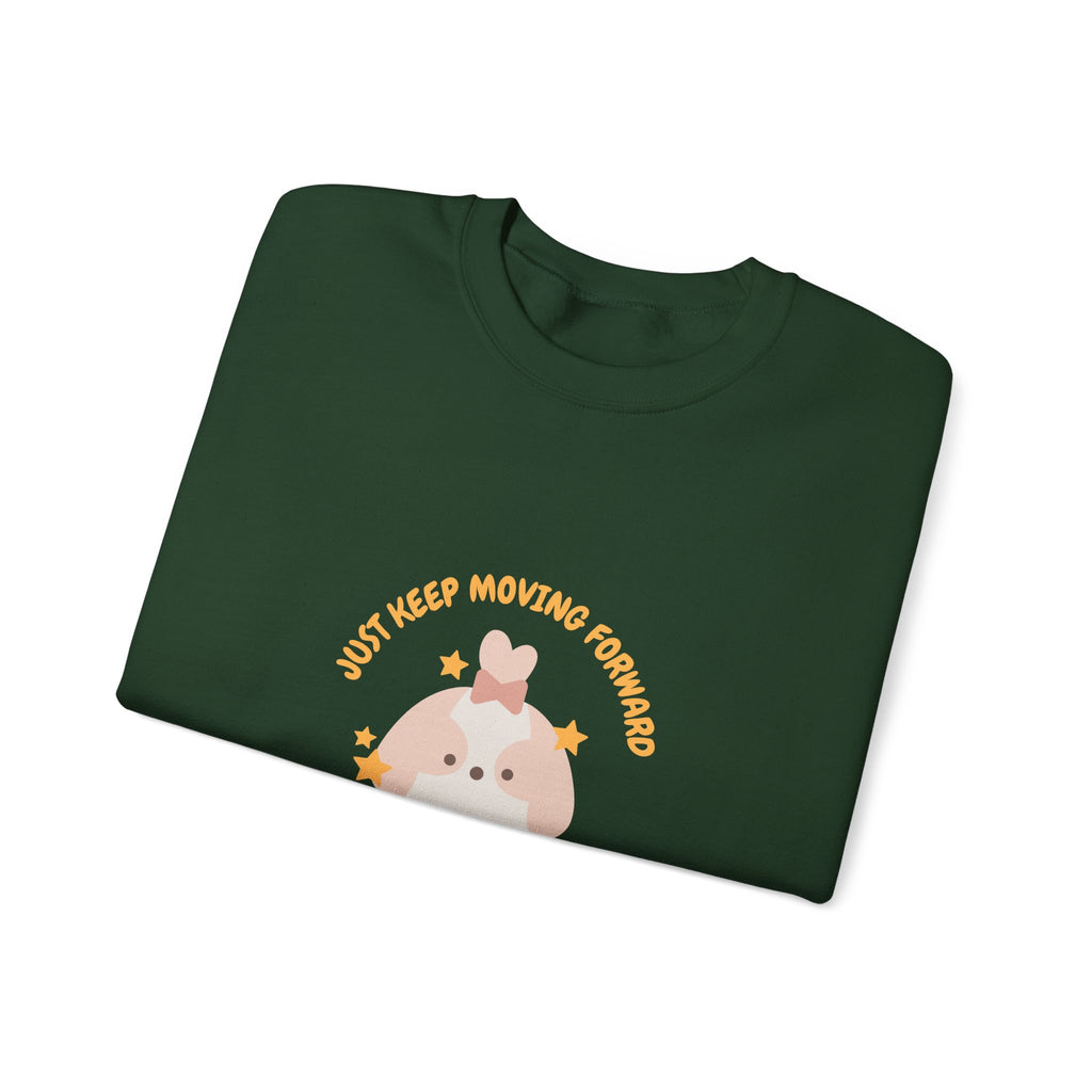 Crewneck Sweatshirt — Cute Kawaii Stars Design "Just Keep Moving Forward"