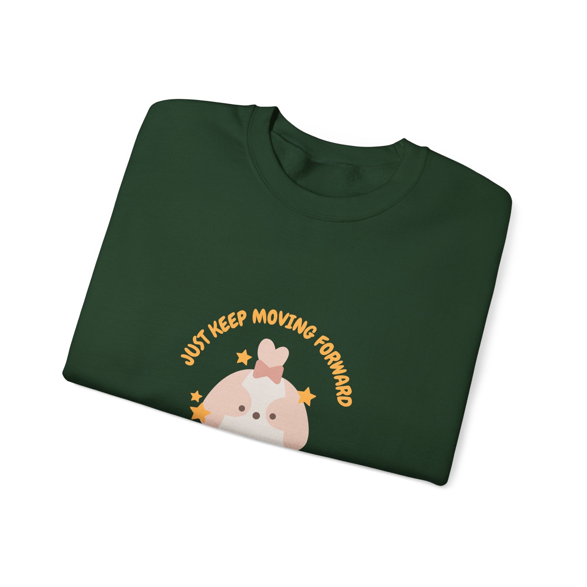 Crewneck Sweatshirt — Cute Kawaii Stars Design "Just Keep Moving Forward"