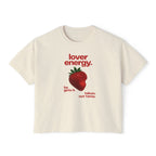 Lover Energy Strawberry Graphic Boxy Tee — "lover energy. he gets it. taken, not tame."