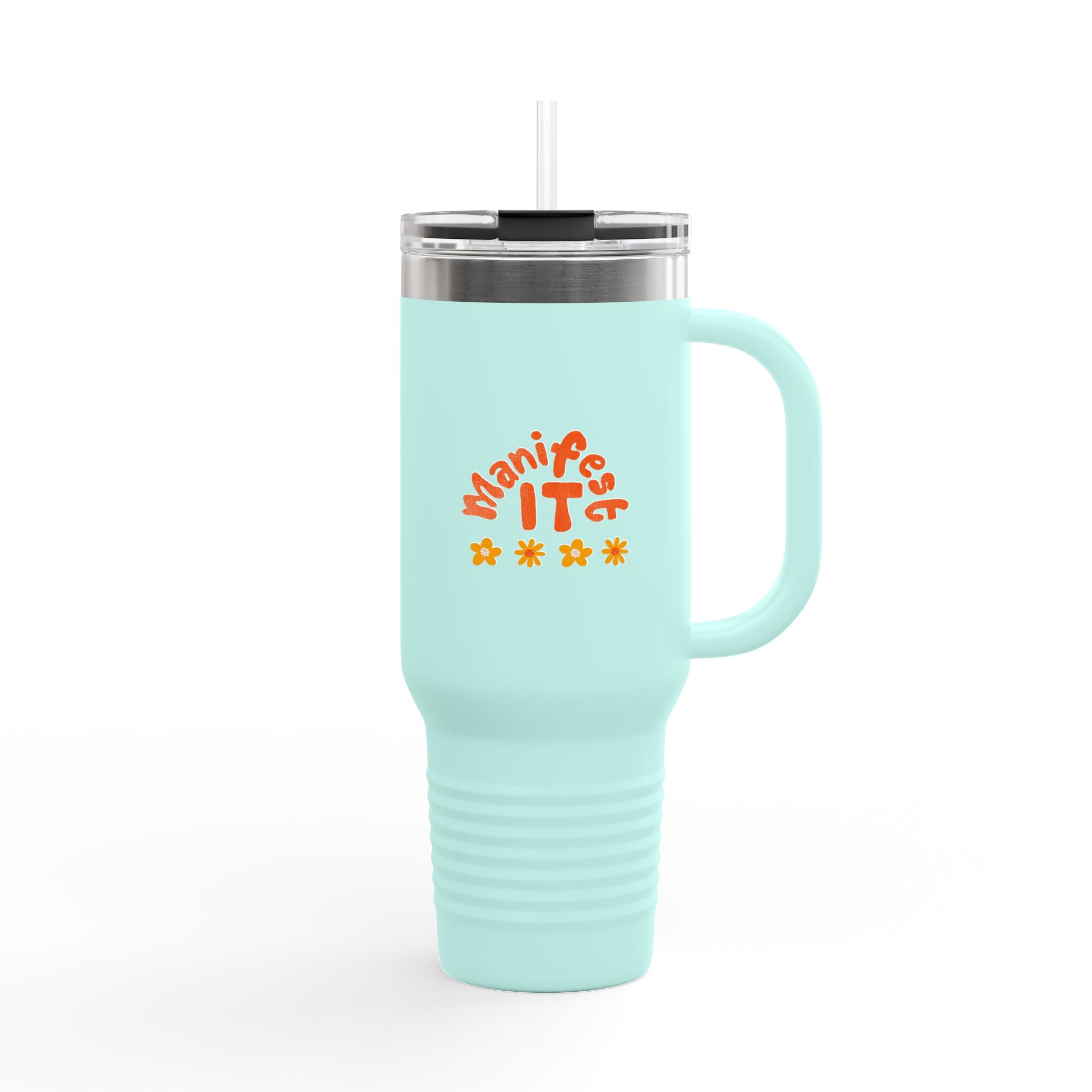 Insulated Travel Mug — "Manifest It" 40oz Tumbler with Lid & Straw