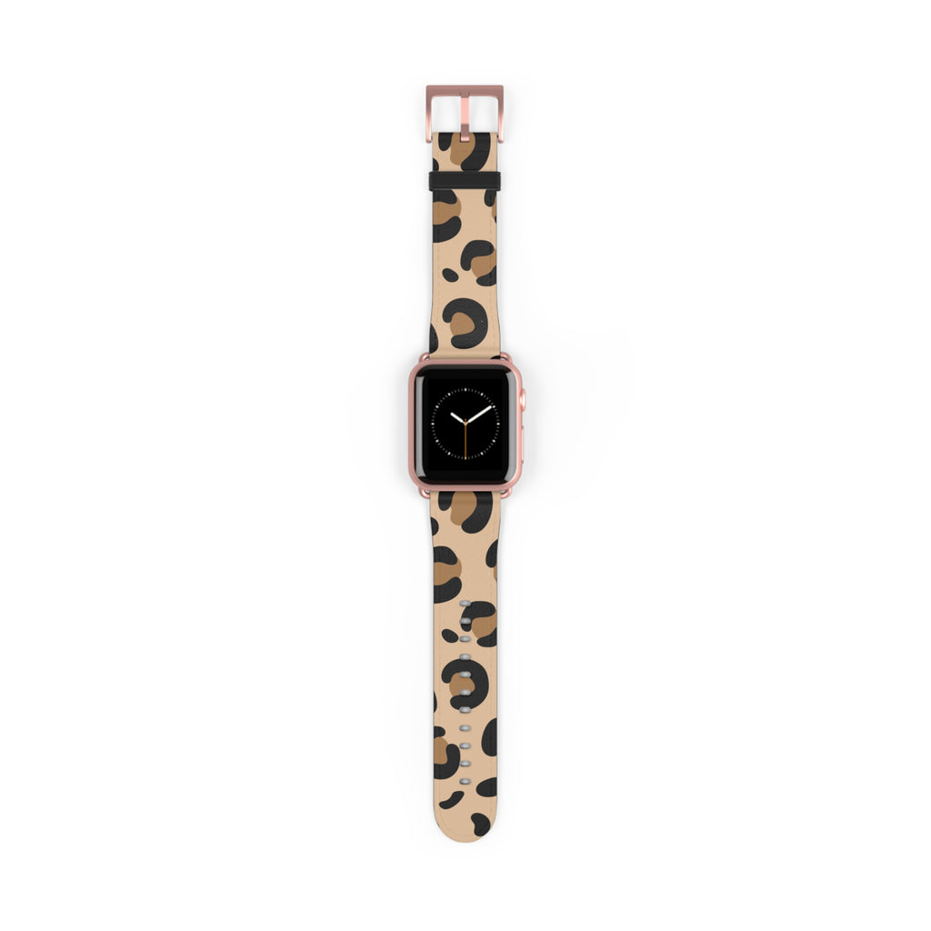 Leopard Print Silicone Watch Band — Beige Animal Pattern Apple/Smartwatch Strap