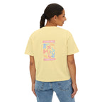 Summer Vibes Boxy Tee – Pastel Abstract Back Graphic