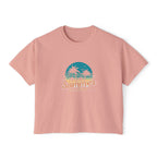 Summer Is Calling Women's Boxy Tee — Retro Palm Beach Vacation Tee