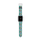 watch band with floral monstera print front