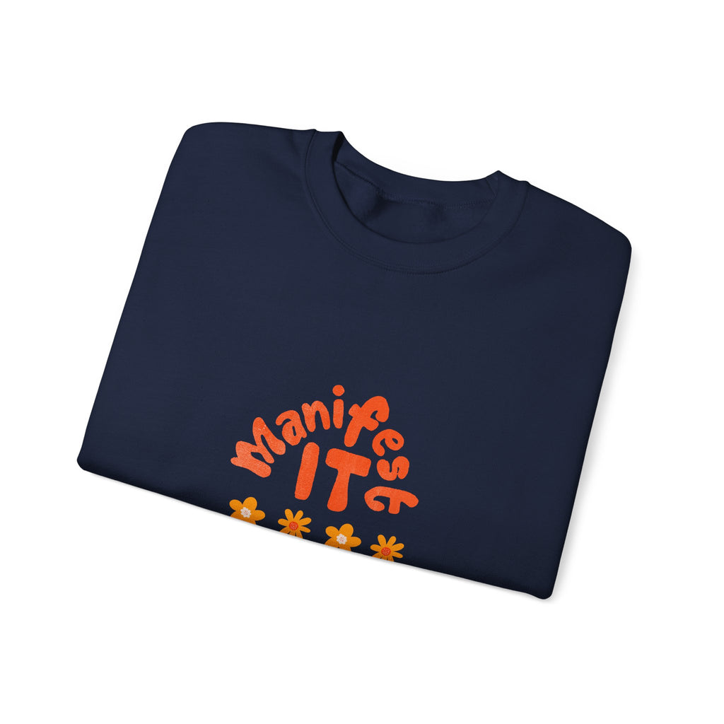 Manifest It Sweatshirt — Retro Flower Graphic Crewneck