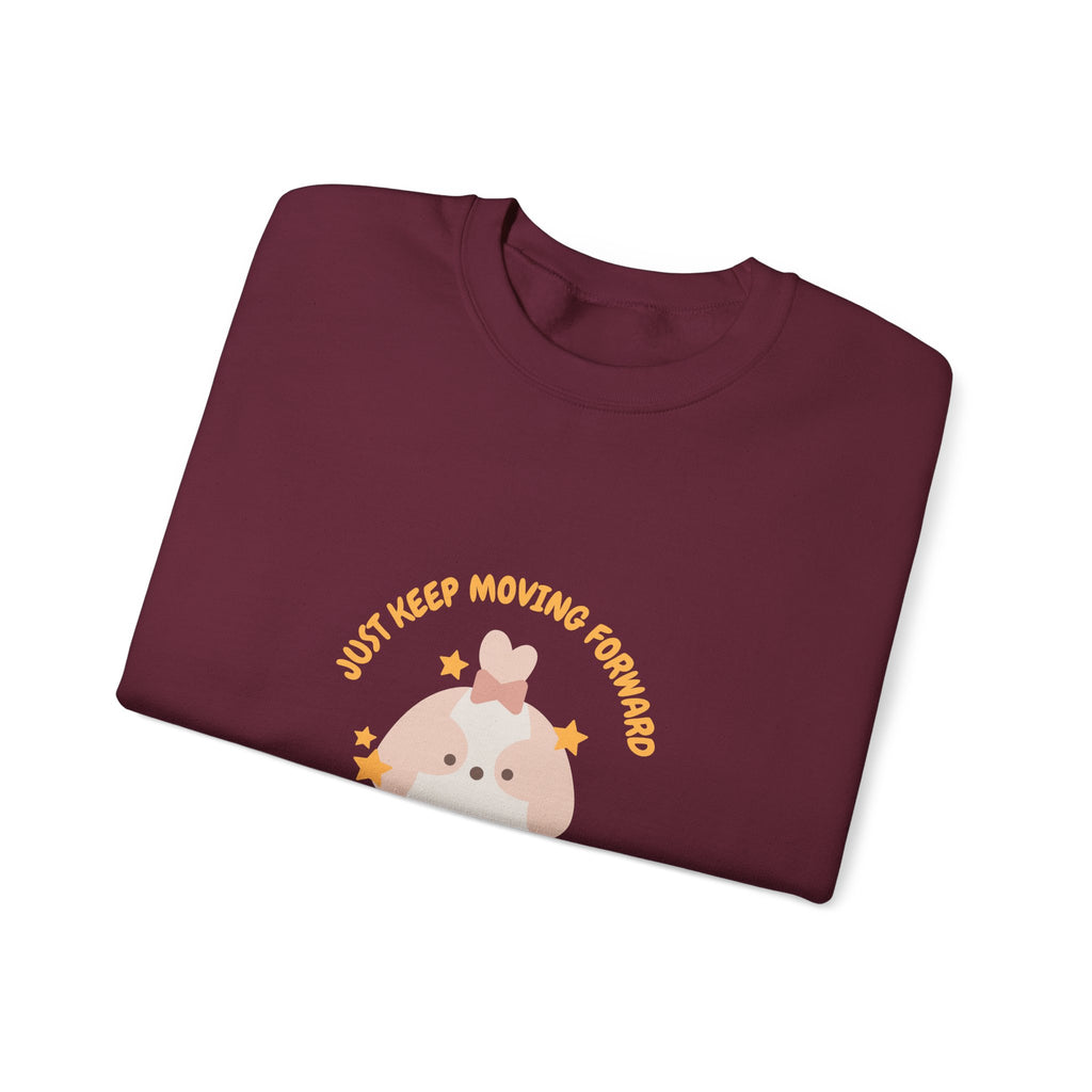 Crewneck Sweatshirt — Cute Kawaii Stars Design "Just Keep Moving Forward"