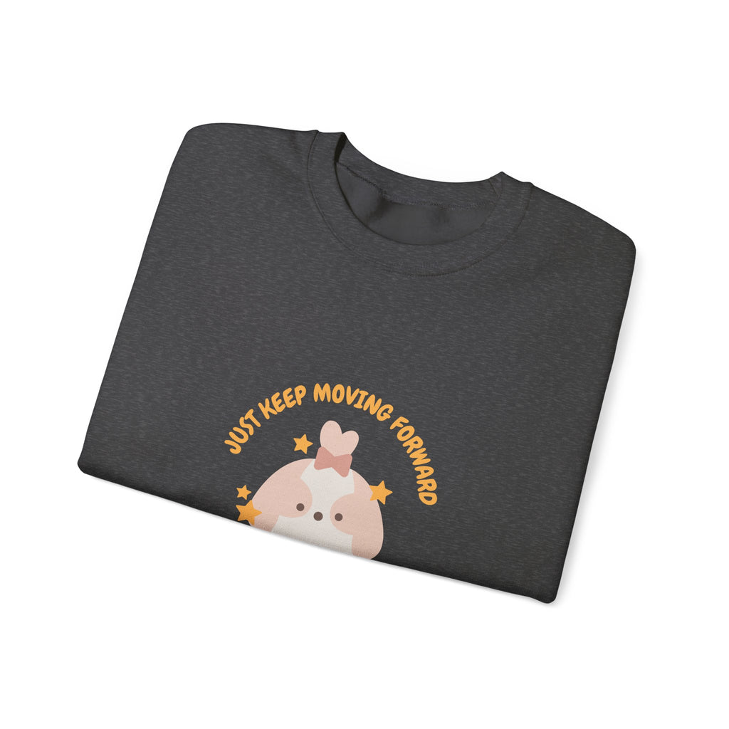 Crewneck Sweatshirt — Cute Kawaii Stars Design "Just Keep Moving Forward"
