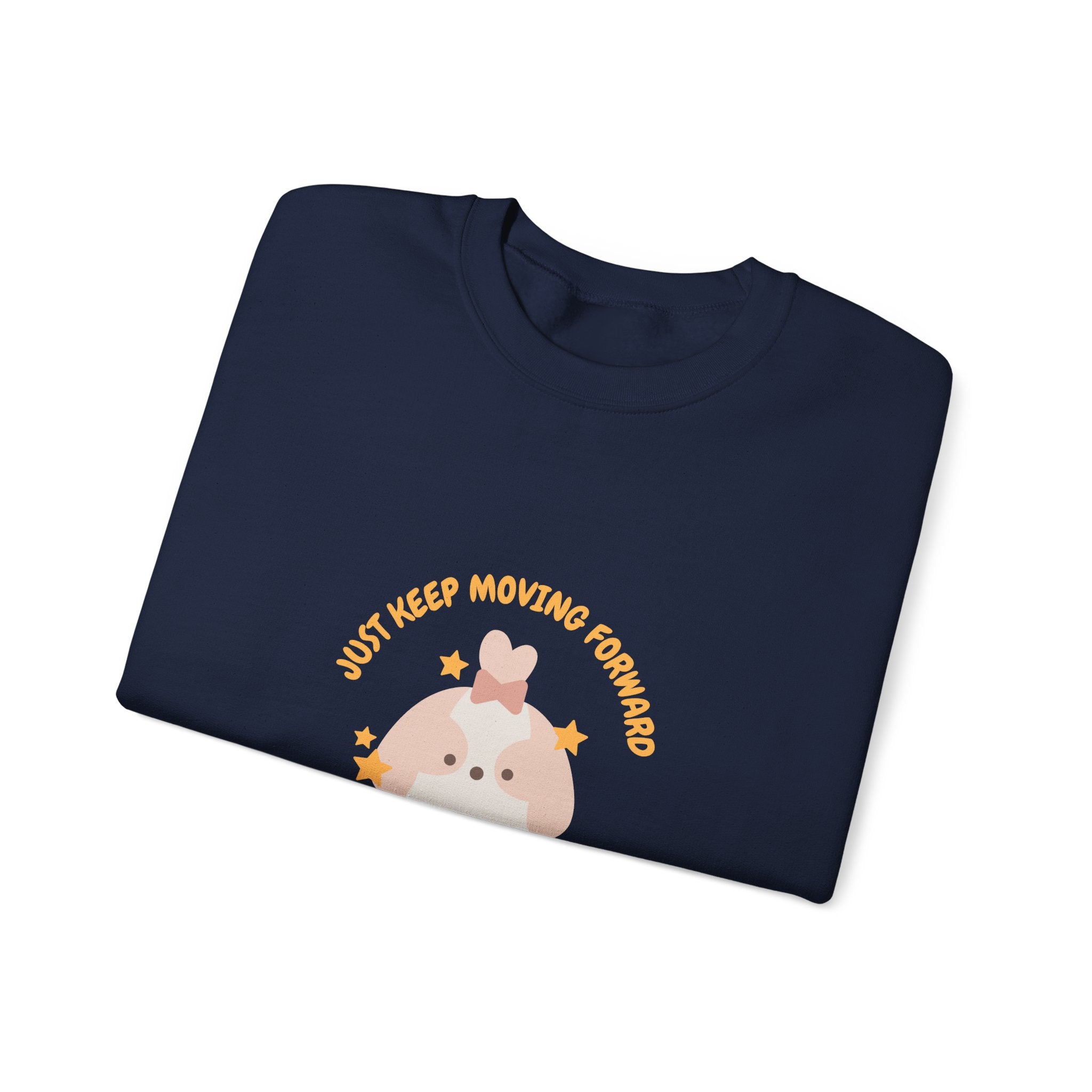 Crewneck Sweatshirt — Cute Kawaii Stars Design "Just Keep Moving Forward"