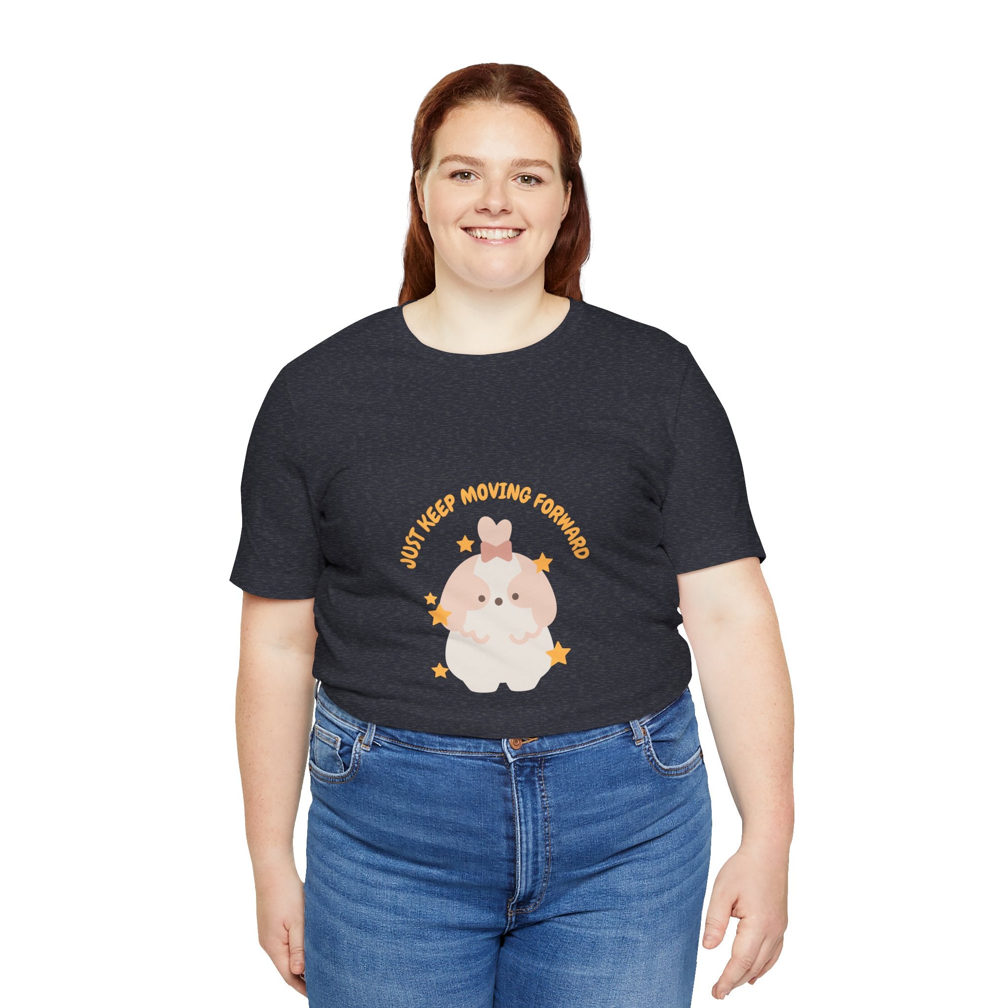 Cute Kawaii Bunny Tee — "Just Keep Moving Forward" Graphic T-Shirt