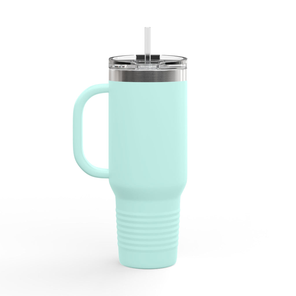 40oz Insulated Travel Mug — “The Adventure Begins” Mountain Stainless Tumbler