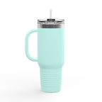 40oz Insulated Travel Mug — “The Adventure Begins” Mountain Stainless Tumbler