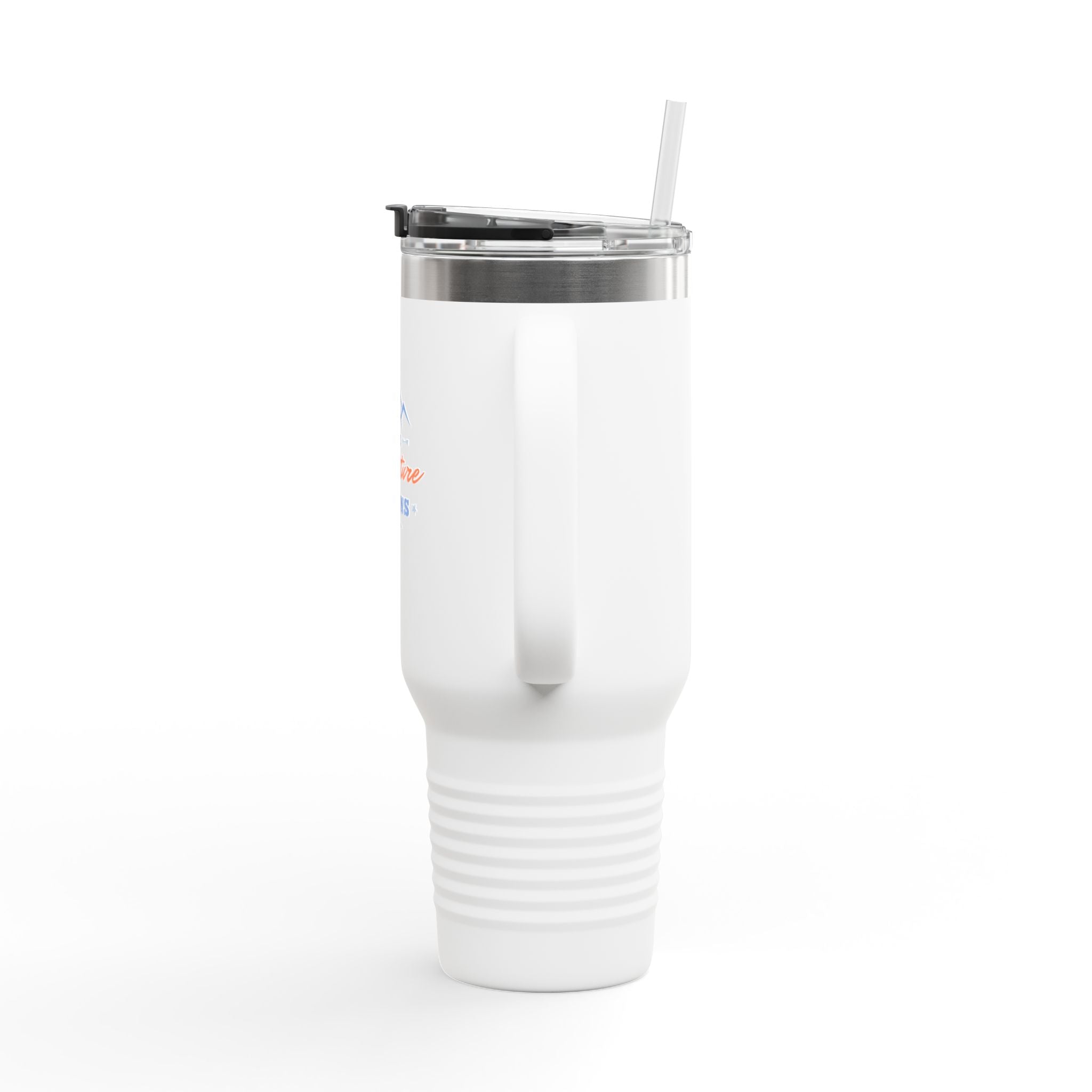 40oz Insulated Travel Mug — “The Adventure Begins” Mountain Stainless Tumbler