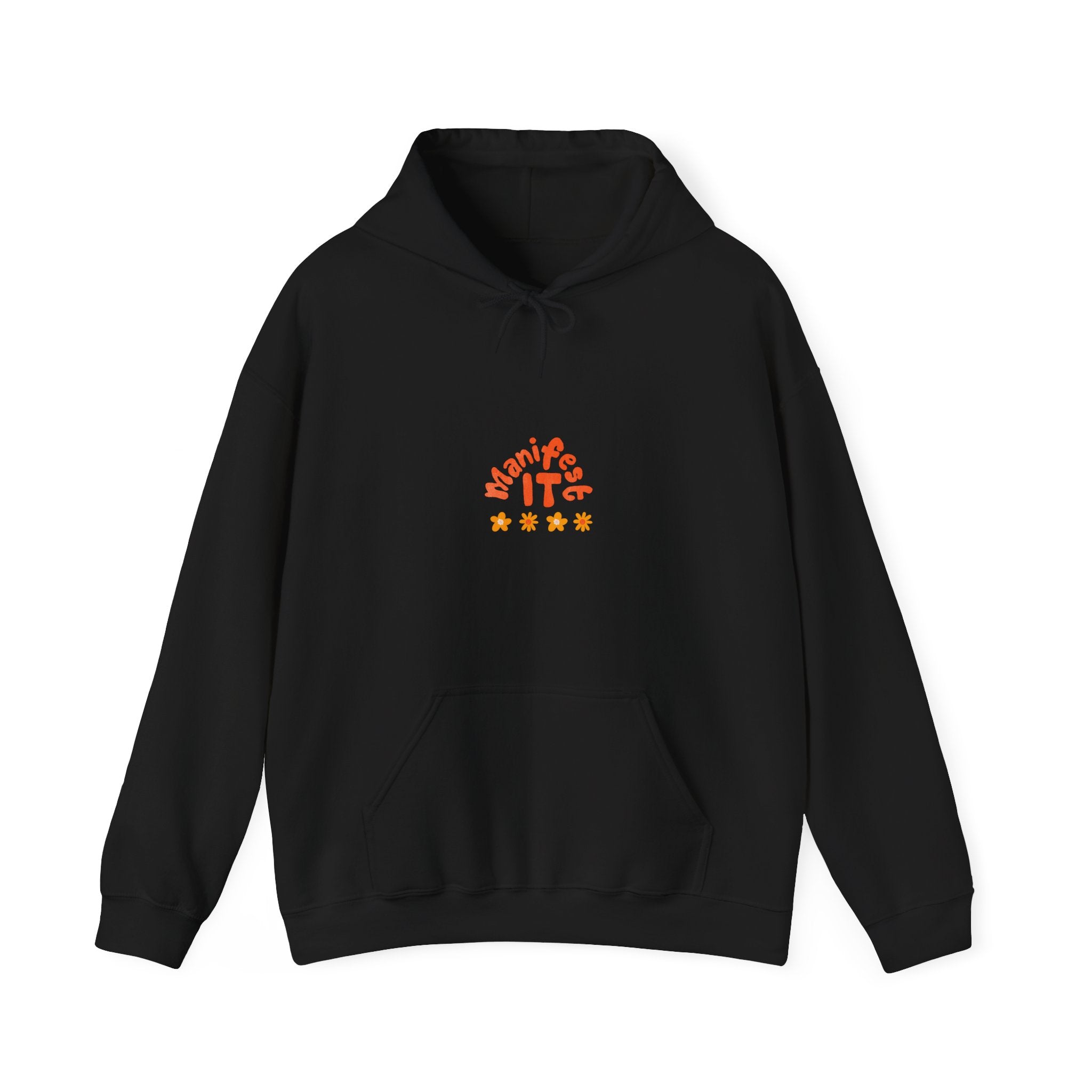 Hoodie — "Manifest It" Small Retro Stars Graphic Pullover