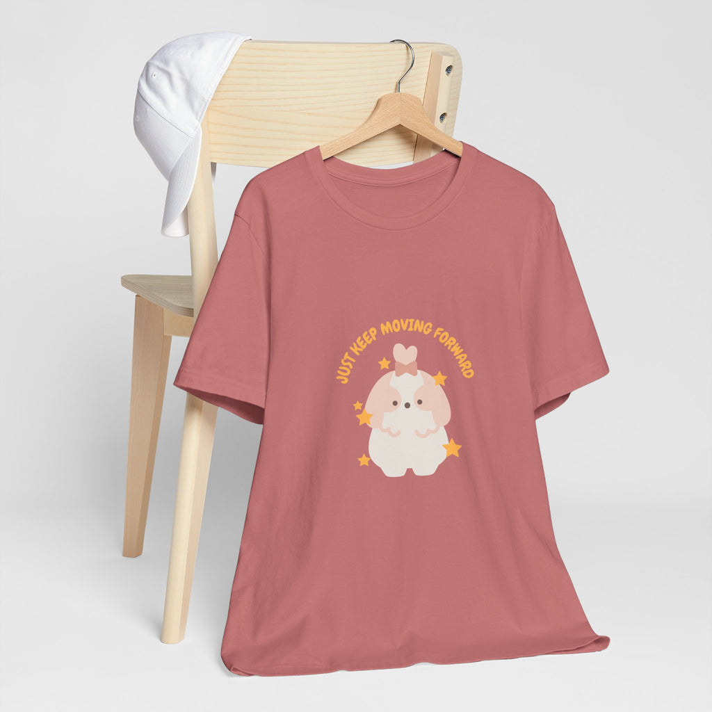 Cute Kawaii Bunny Tee — "Just Keep Moving Forward" Graphic T-Shirt
