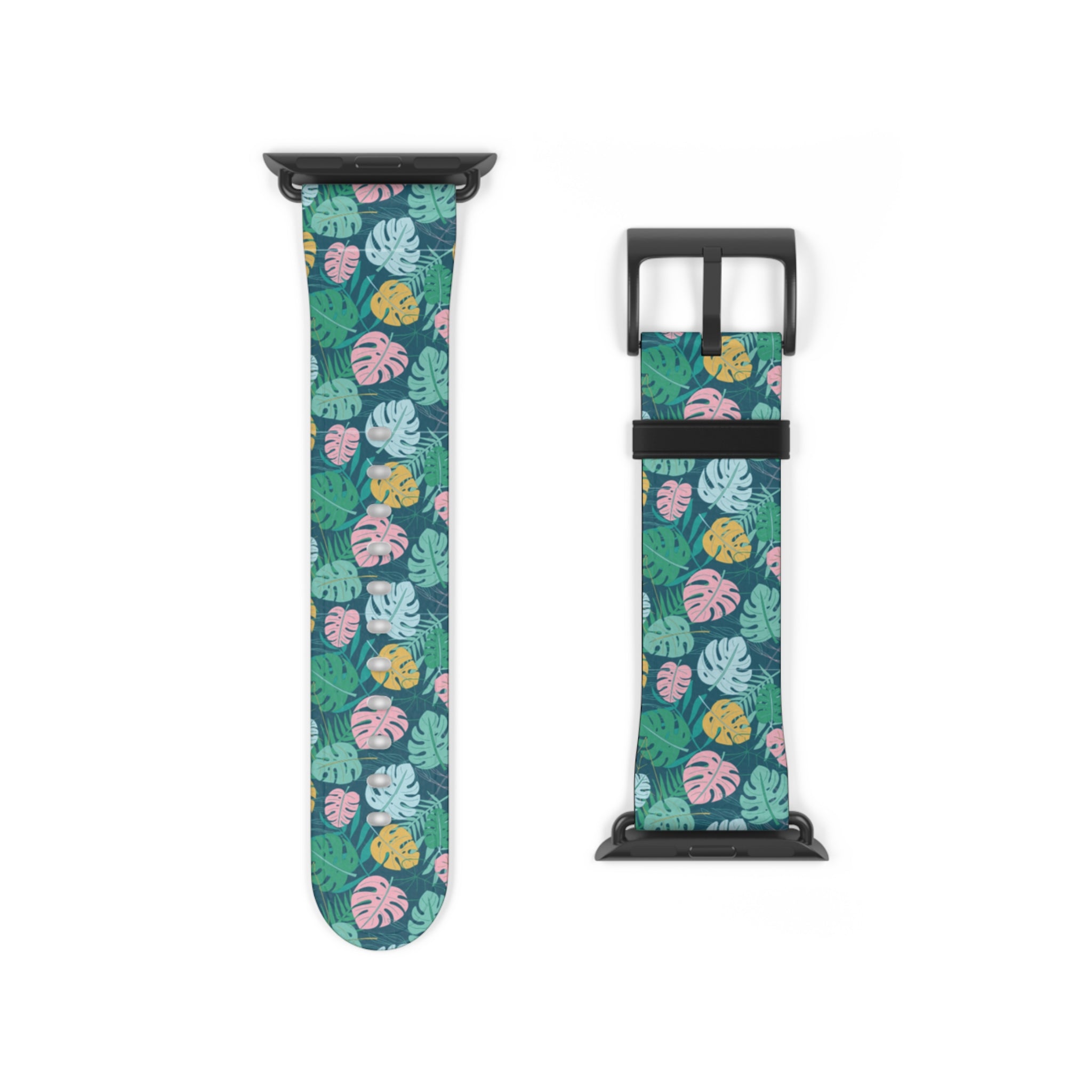 watch band with floral monstera print front produkt detail