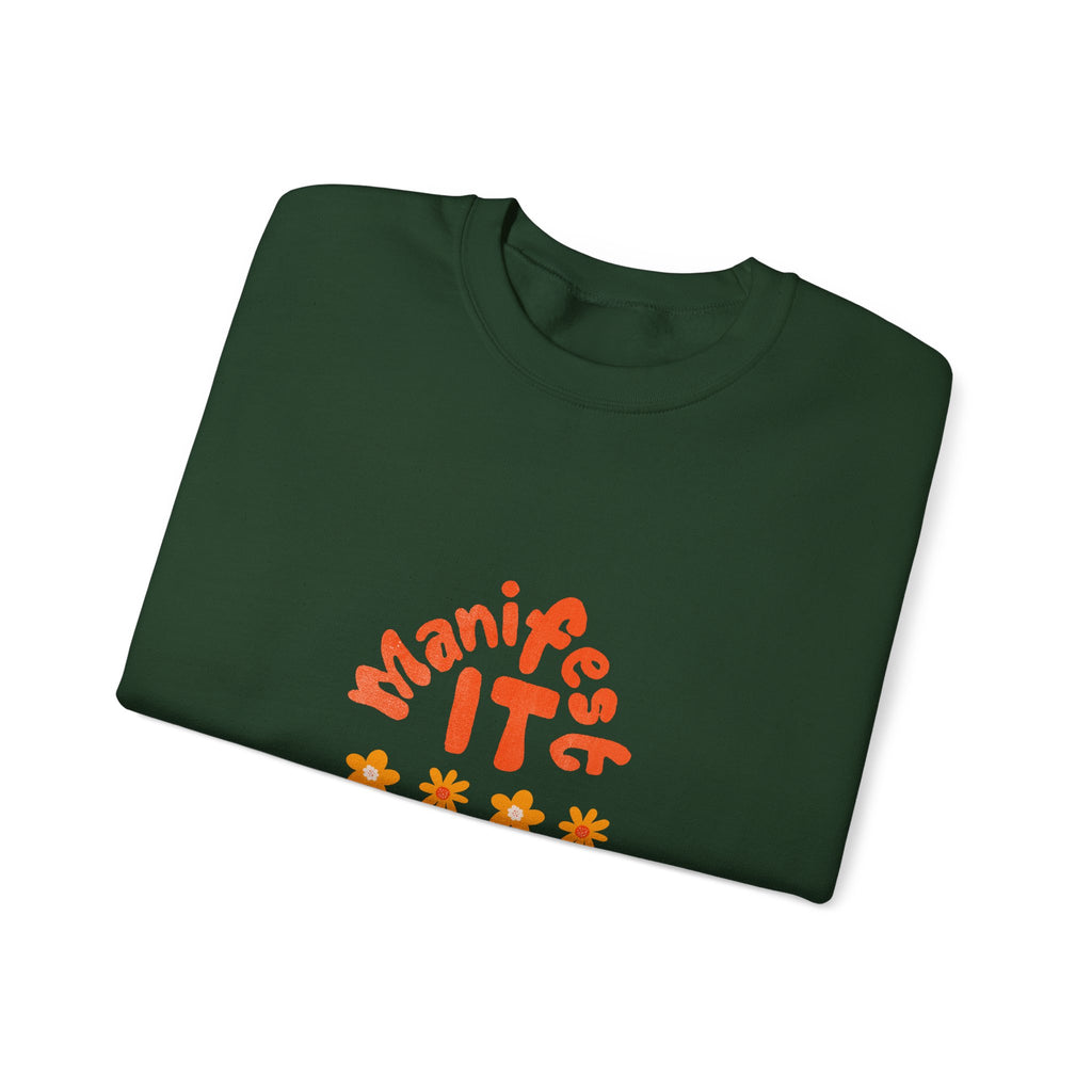 Manifest It Sweatshirt — Retro Flower Graphic Crewneck