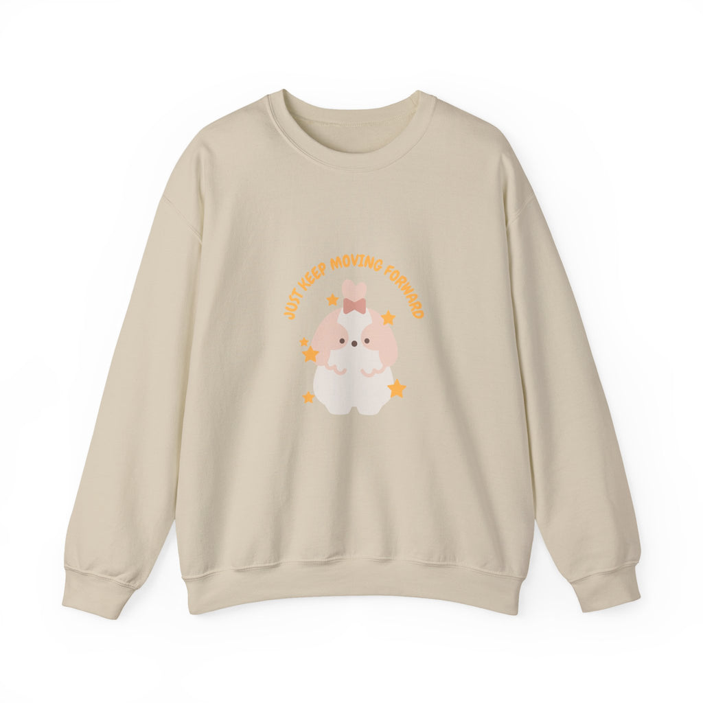 Crewneck Sweatshirt — Cute Kawaii Stars Design "Just Keep Moving Forward"