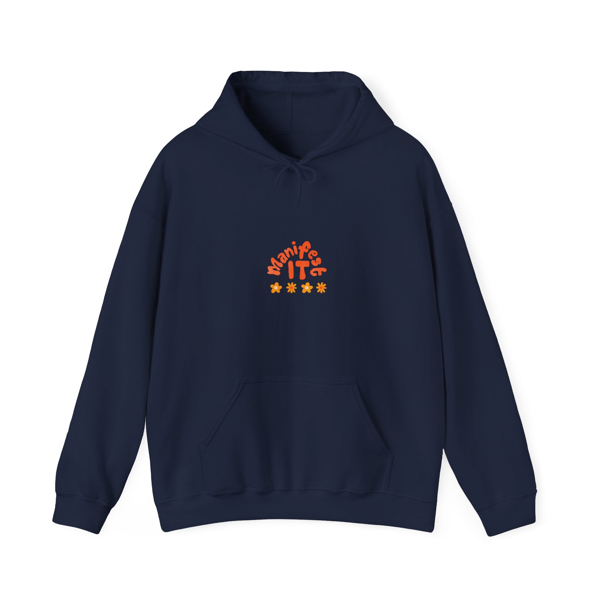 Hoodie — "Manifest It" Small Retro Stars Graphic Pullover