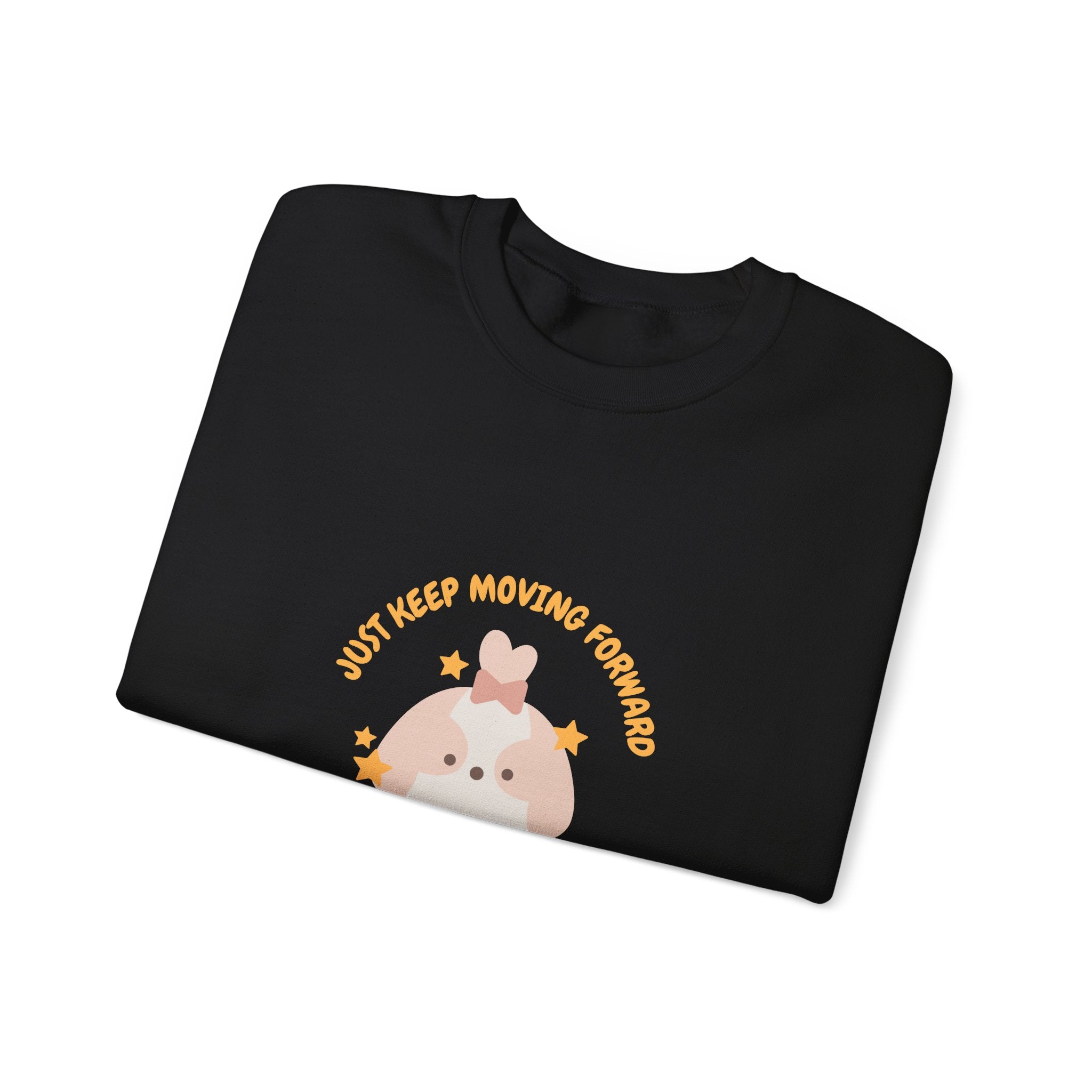 Crewneck Sweatshirt — Cute Kawaii Stars Design "Just Keep Moving Forward"