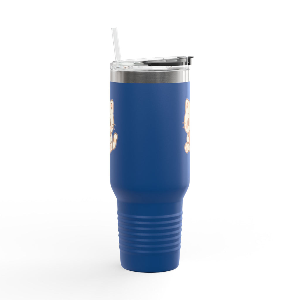 40oz Insulated Travel Mug Tumbler— Cute Kawaii Kitten Holding Heart
