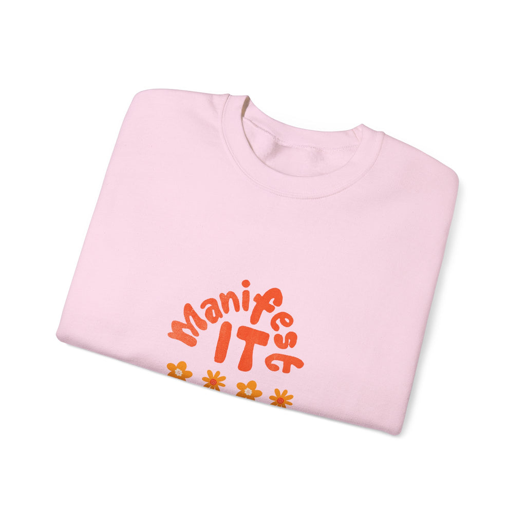 Manifest It Sweatshirt — Retro Flower Graphic Crewneck