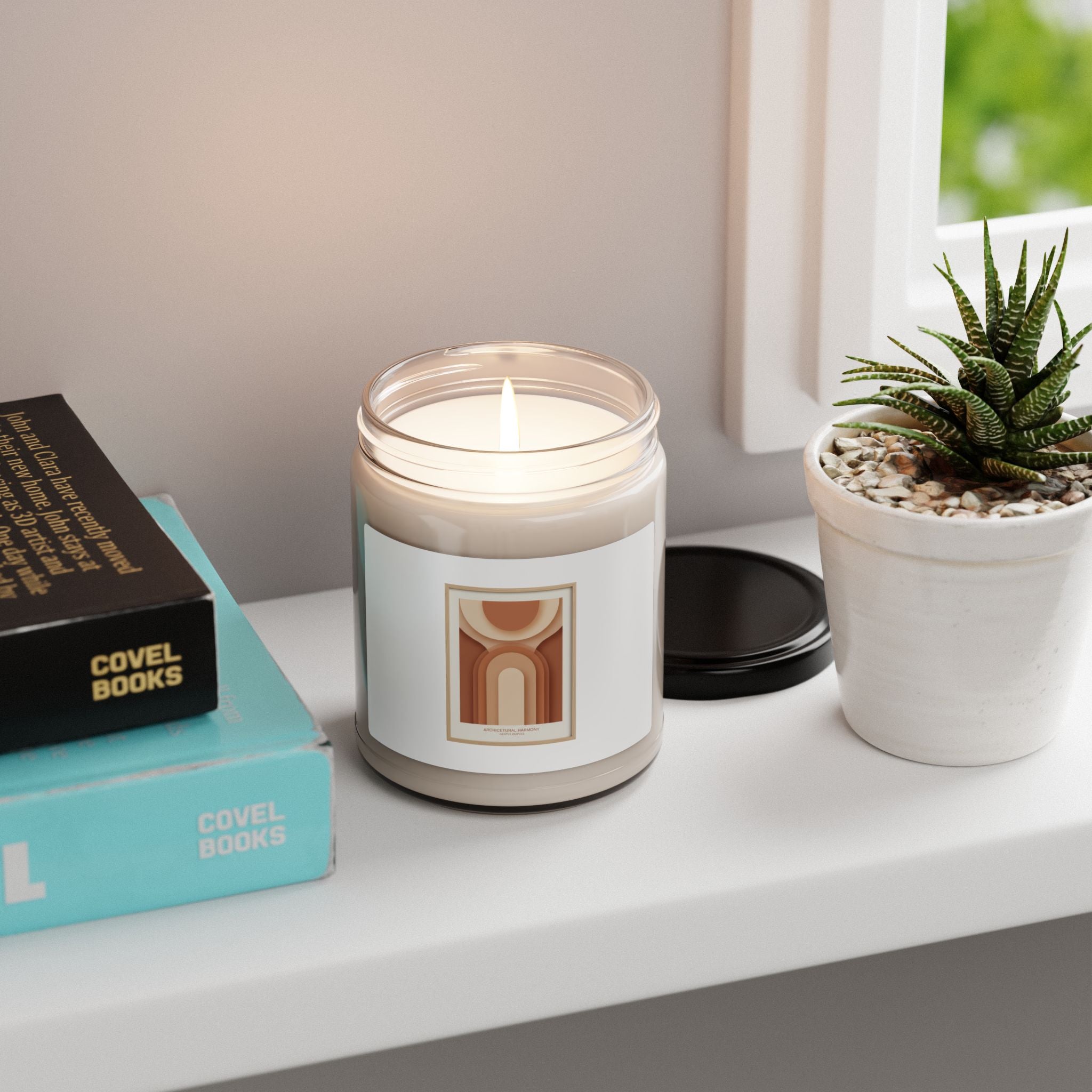 Terracotta Abstract Arch Candle, Soy Jar Candle | Warm Neutral Clay Tone Decor
