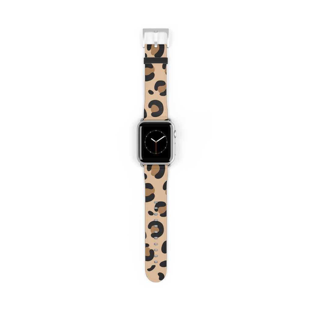 Leopard Print Silicone Watch Band — Beige Animal Pattern Apple/Smartwatch Strap
