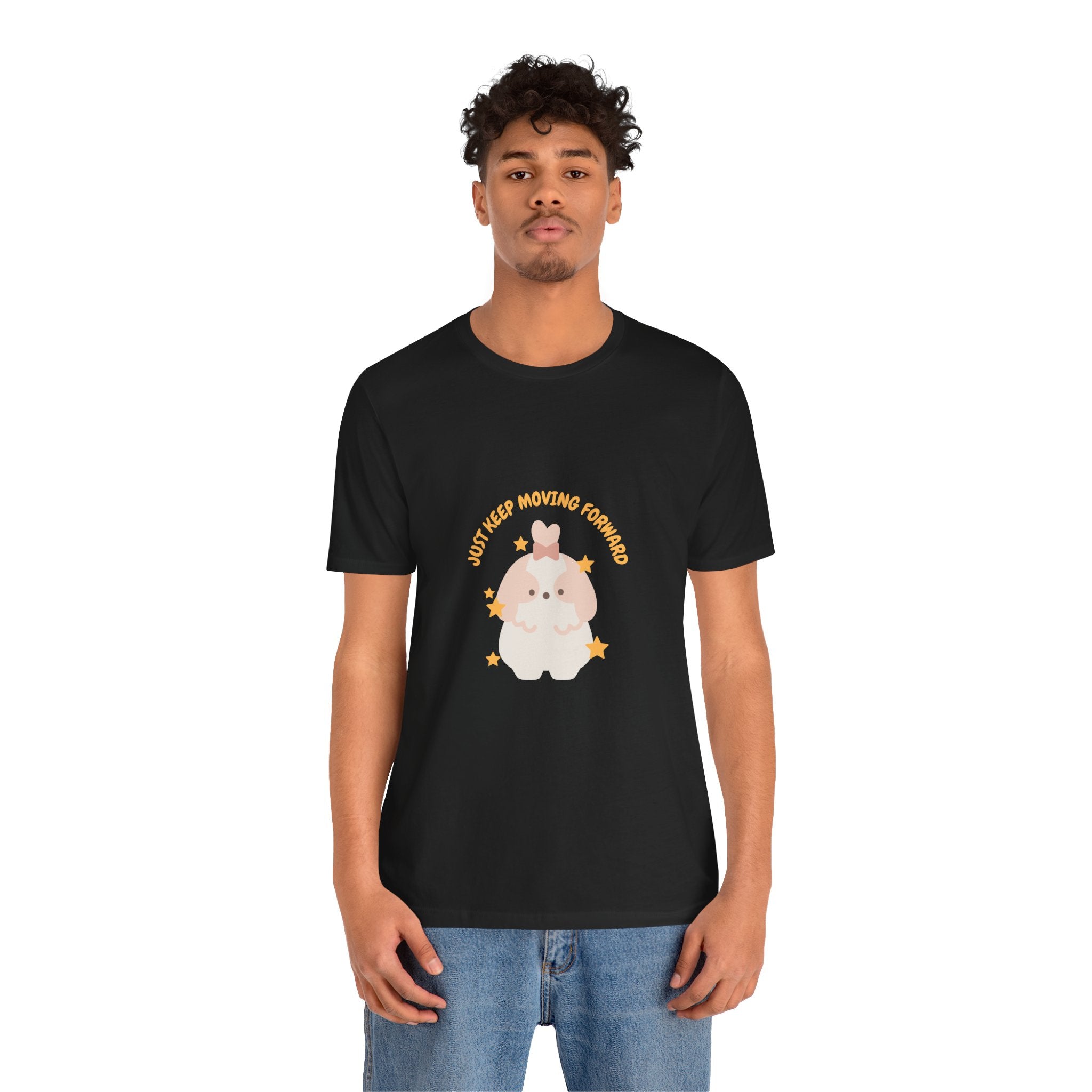 Cute Kawaii Bunny Tee — "Just Keep Moving Forward" Graphic T-Shirt