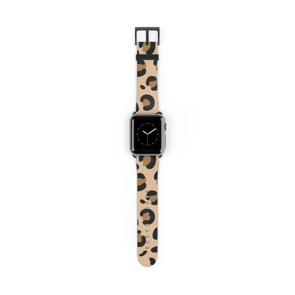 Leopard Print Silicone Watch Band — Beige Animal Pattern Apple/Smartwatch Strap