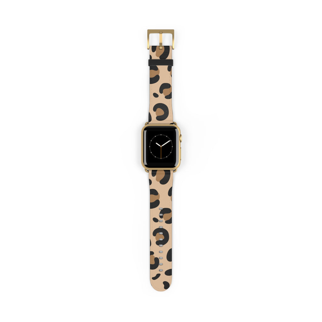 Leopard Print Silicone Watch Band — Beige Animal Pattern Apple/Smartwatch Strap