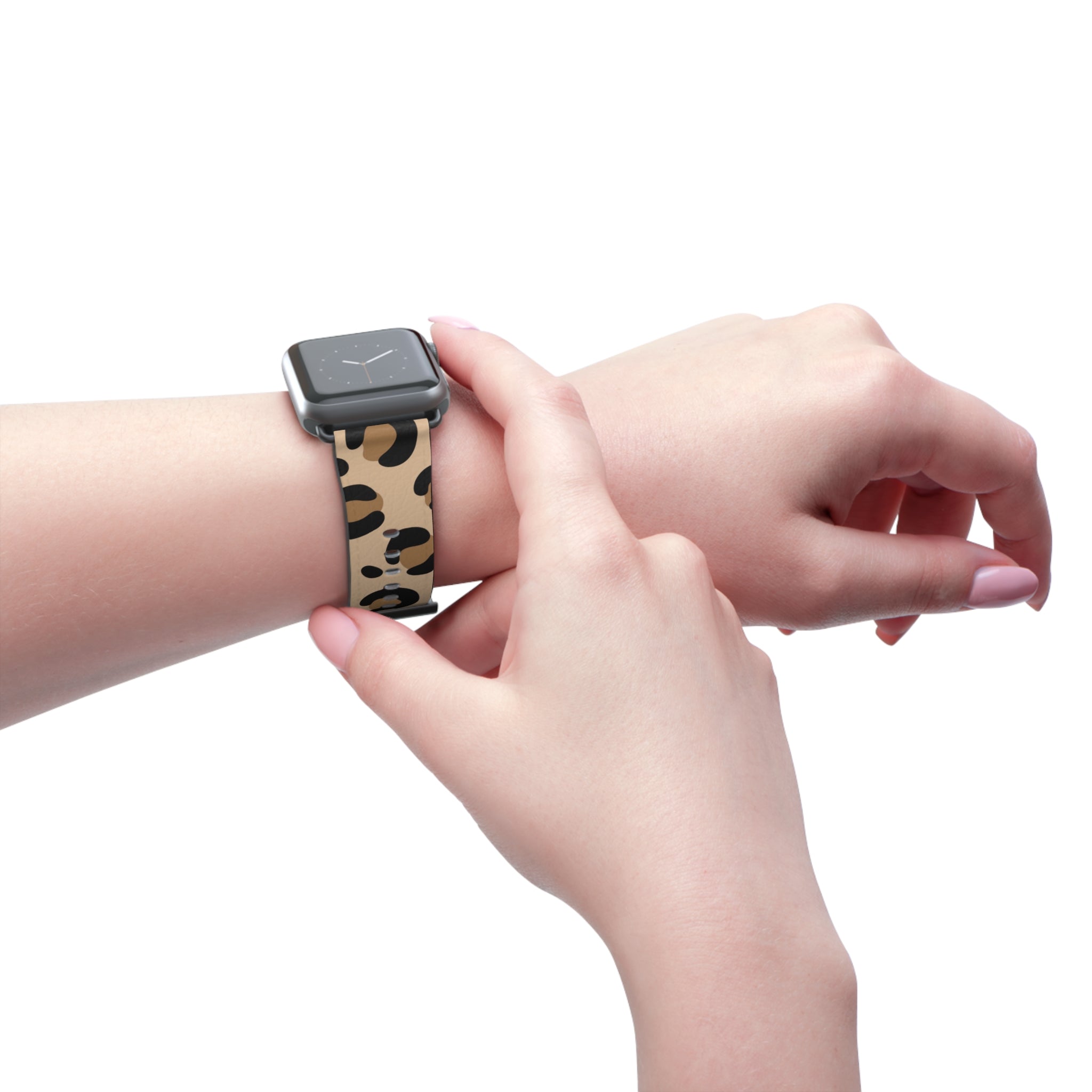 Leopard Print Silicone Watch Band — Beige Animal Pattern Apple/Smartwatch Strap