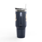 40oz Insulated Travel Mug Tumbler— Cute Kawaii Kitten Holding Heart