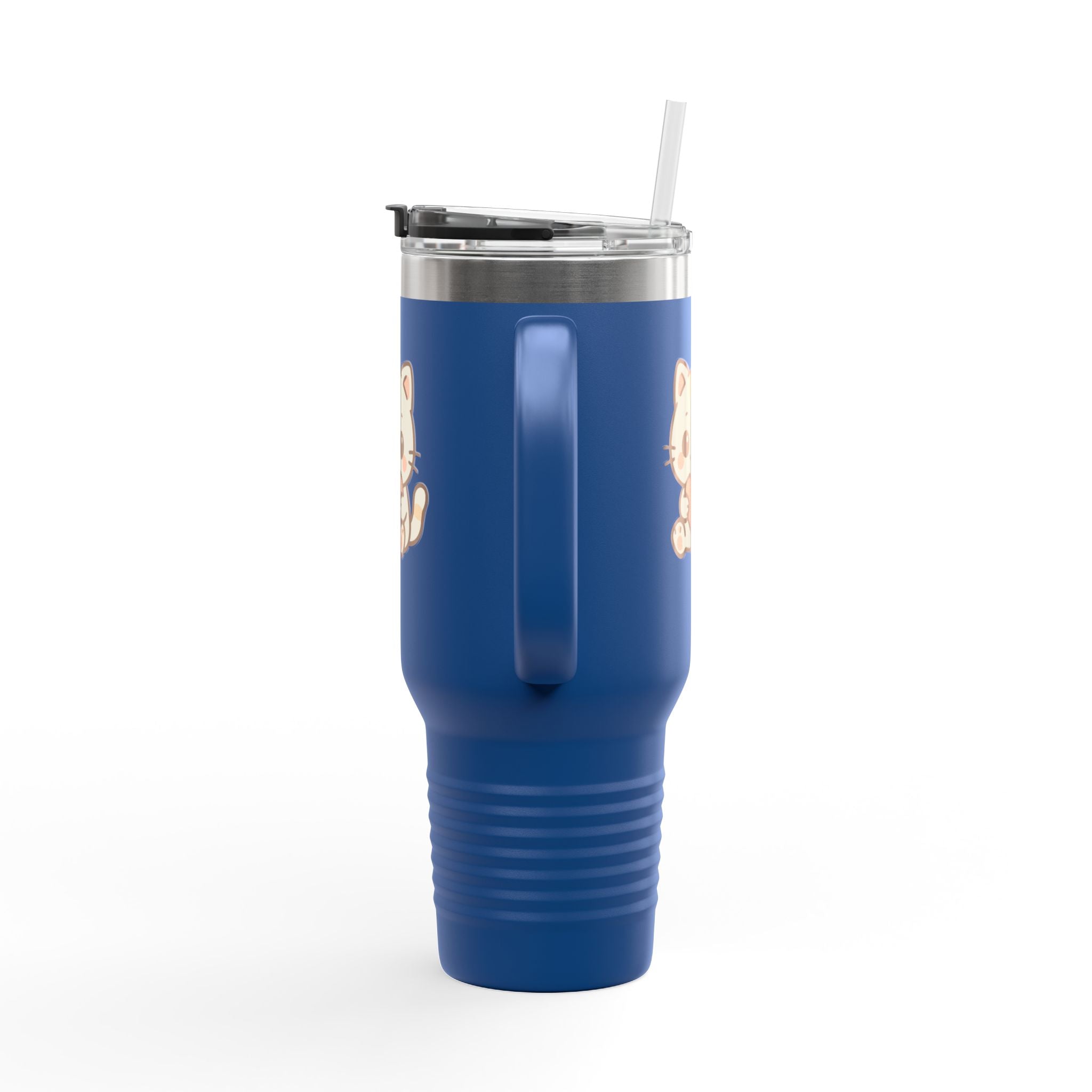 40oz Insulated Travel Mug Tumbler— Cute Kawaii Kitten Holding Heart