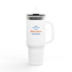 40oz Insulated Travel Mug — “The Adventure Begins” Mountain Stainless Tumbler