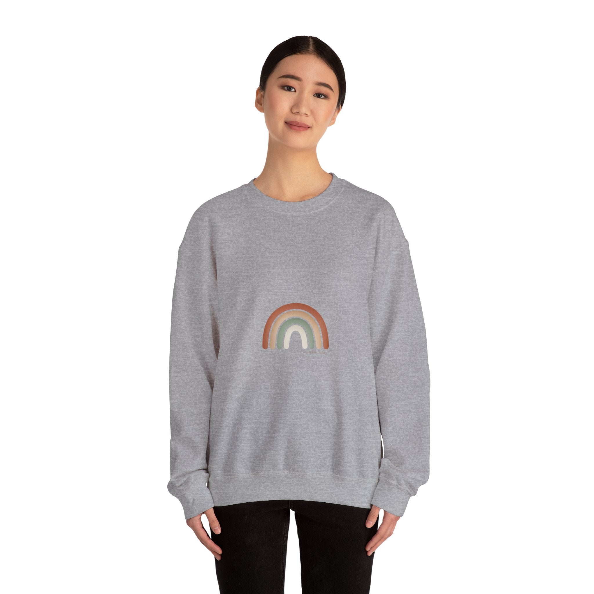 Neutral Rainbow Arc Sweatshirt | muted rainbow, boho desert arc